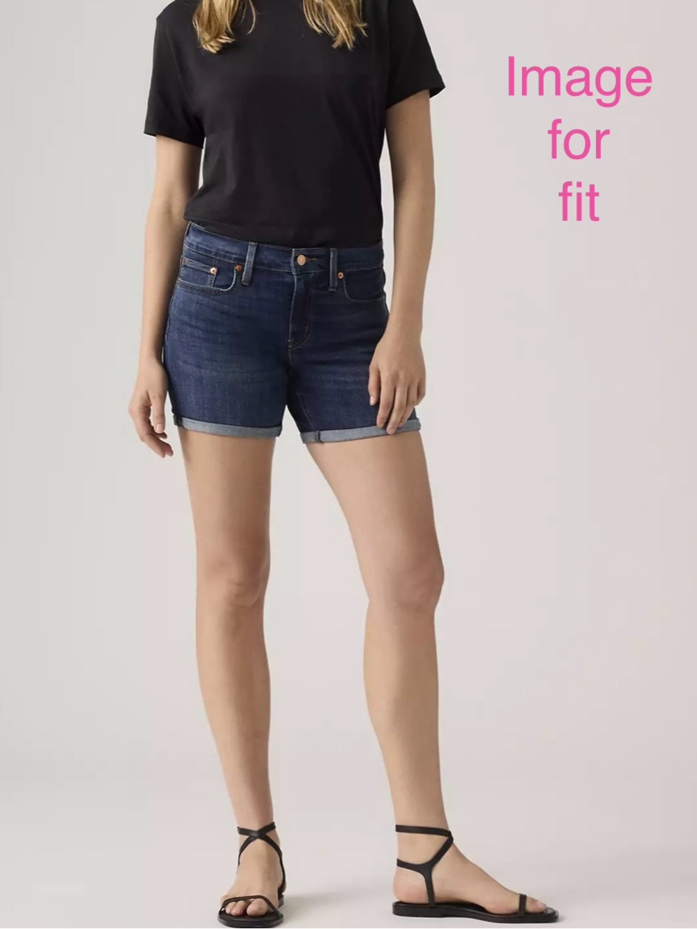 LEVI’S Mid-Rise/Mid-Length Dark Blue Denim Shorts for Women - Picture 3 of 15